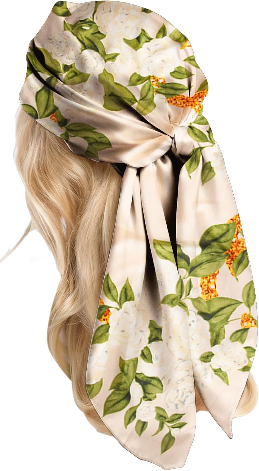 Women Scarf Large Square Satin Silk like Lightweight 90CM Hair Wrap for Sleeping Neckerchief SF-P91