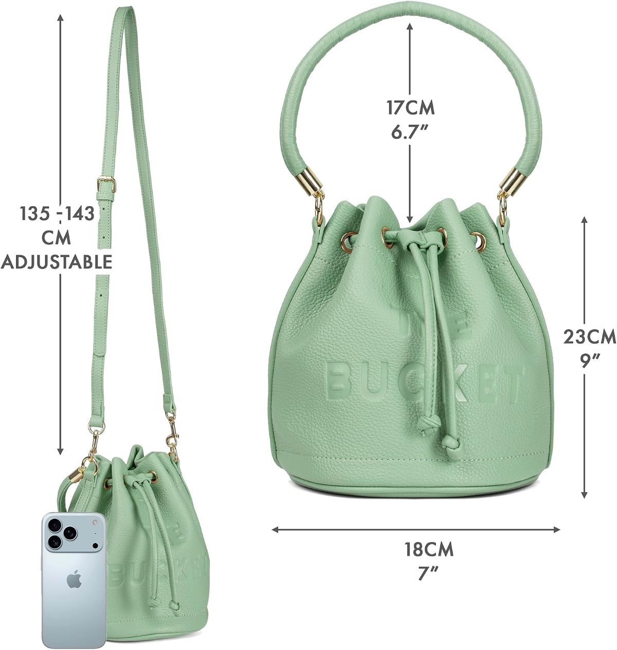 Bucket Bag for Women Faux Leather Designer Handbag with Drawstring, Ladies Crossbody Bag, Women'S Hobos & Shoulder Bags