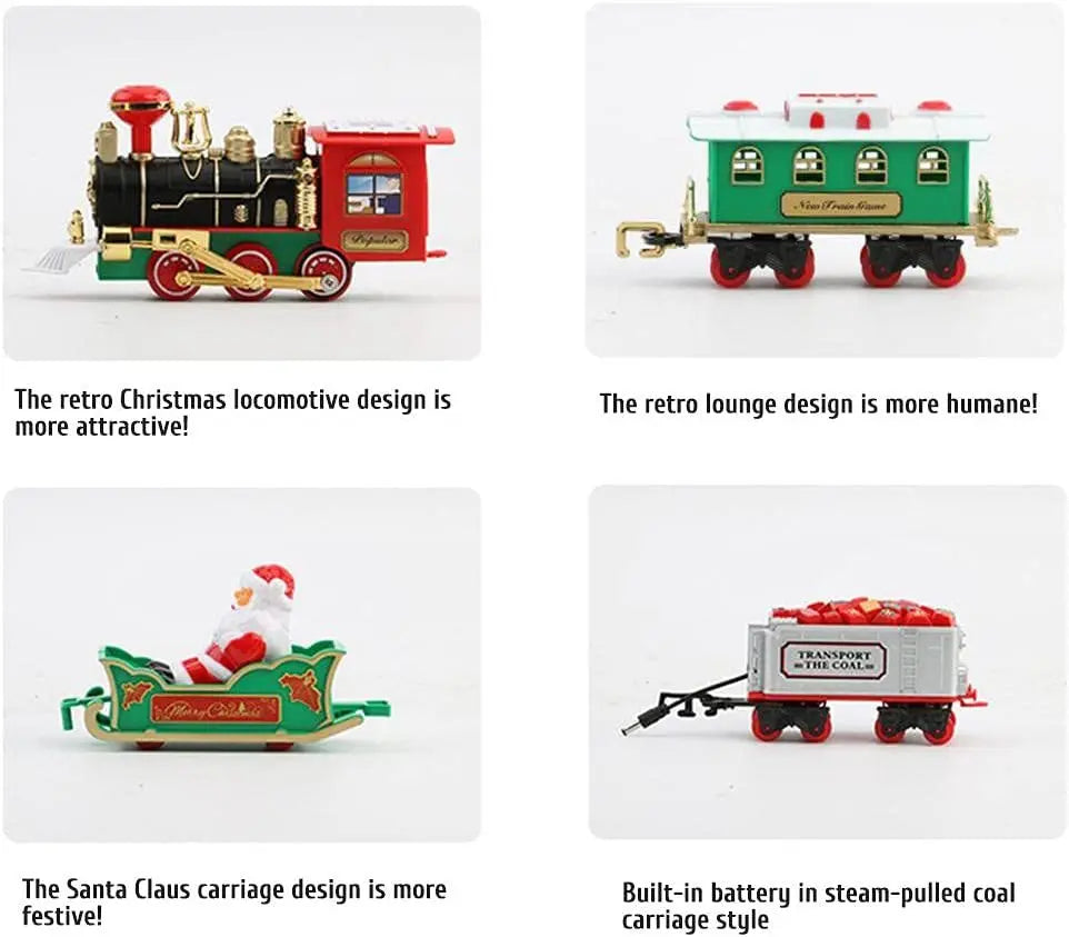 Electric Christmas Train with Sound and Light Features - Hangable Christmas Tree Decoration and Rail Car Toy for Children