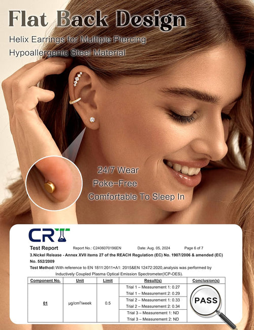 12Pcs Helix Piercing Jewellery Surgical Steel Tragus Earrings Set
