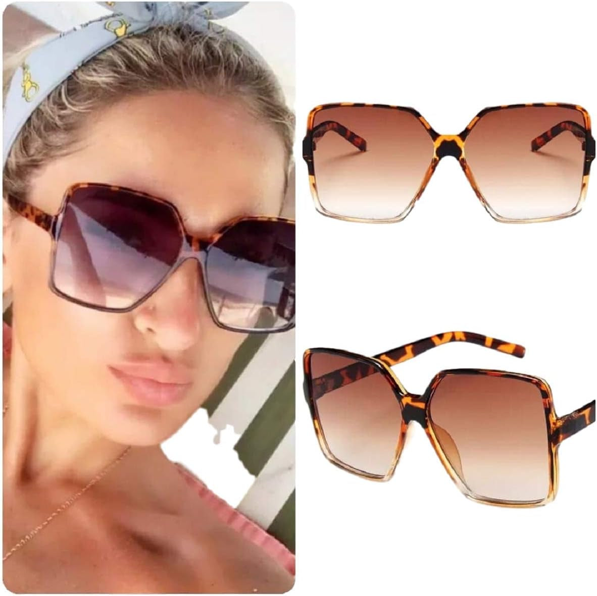 Oversized Sunglasses Women/Womens Square Frame Sun Glasses/Big Celeb Designer Styling Retro Vintage Festival Ibiza 2026