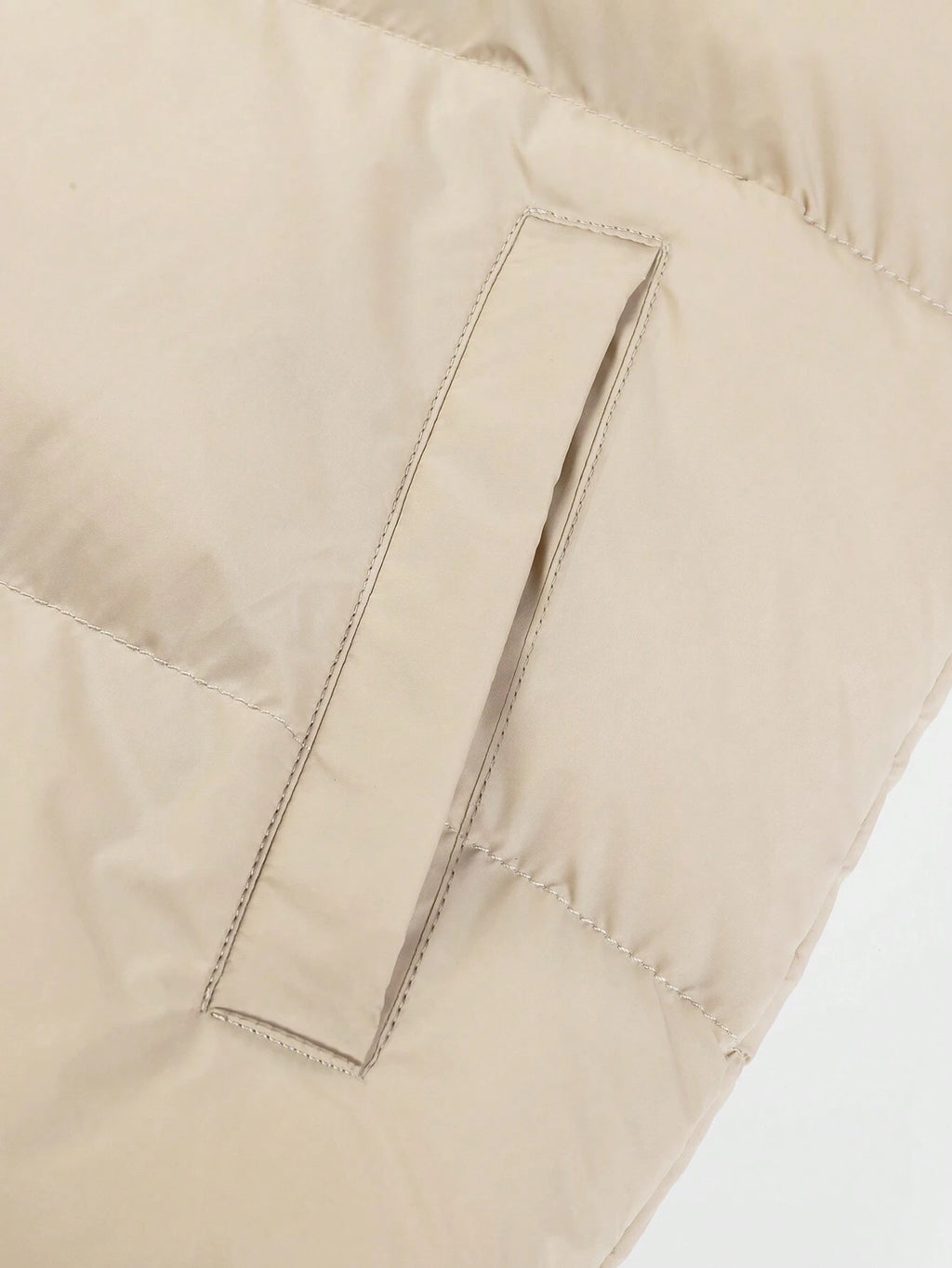 Manfinity Homme Men'S Khaki Winter Long Sleeve Loose Drawstring Hooded Zip-Up Padded Coat,Modest Plain Casual Quilted Outdoor Windbreaker Outwear for Date,Fall