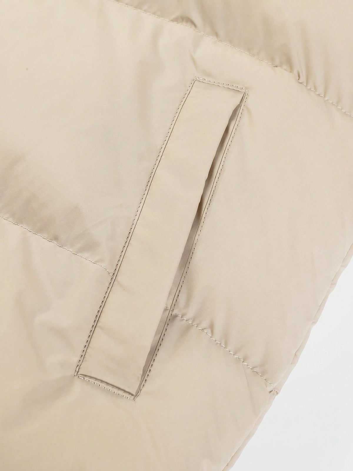 Manfinity Homme Men'S Khaki Winter Long Sleeve Loose Drawstring Hooded Zip-Up Padded Coat,Modest Plain Casual Quilted Outdoor Windbreaker Outwear for Date,Fall