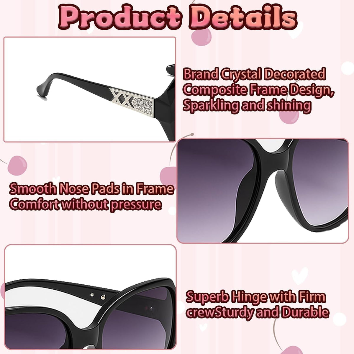 4 Pcs Women Sunglasses, Vintage Fashion Ladies Sunglasses