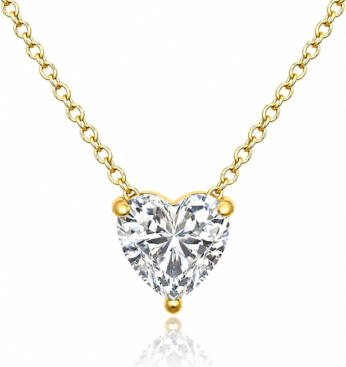 18K Gold Plated Stainless Steel Heart Pendant Necklace for Women with Cubic Zirconia - Hypoallergenic Dainty Everyday Jewelry, Gift Box Included