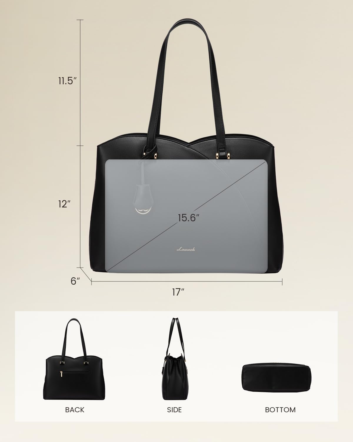 Tote Bags for Women, Large Laptop Handbags Work Bag Womens with Compartments, PU Leather Ladies Hand Bags for Office School Uni Teacher