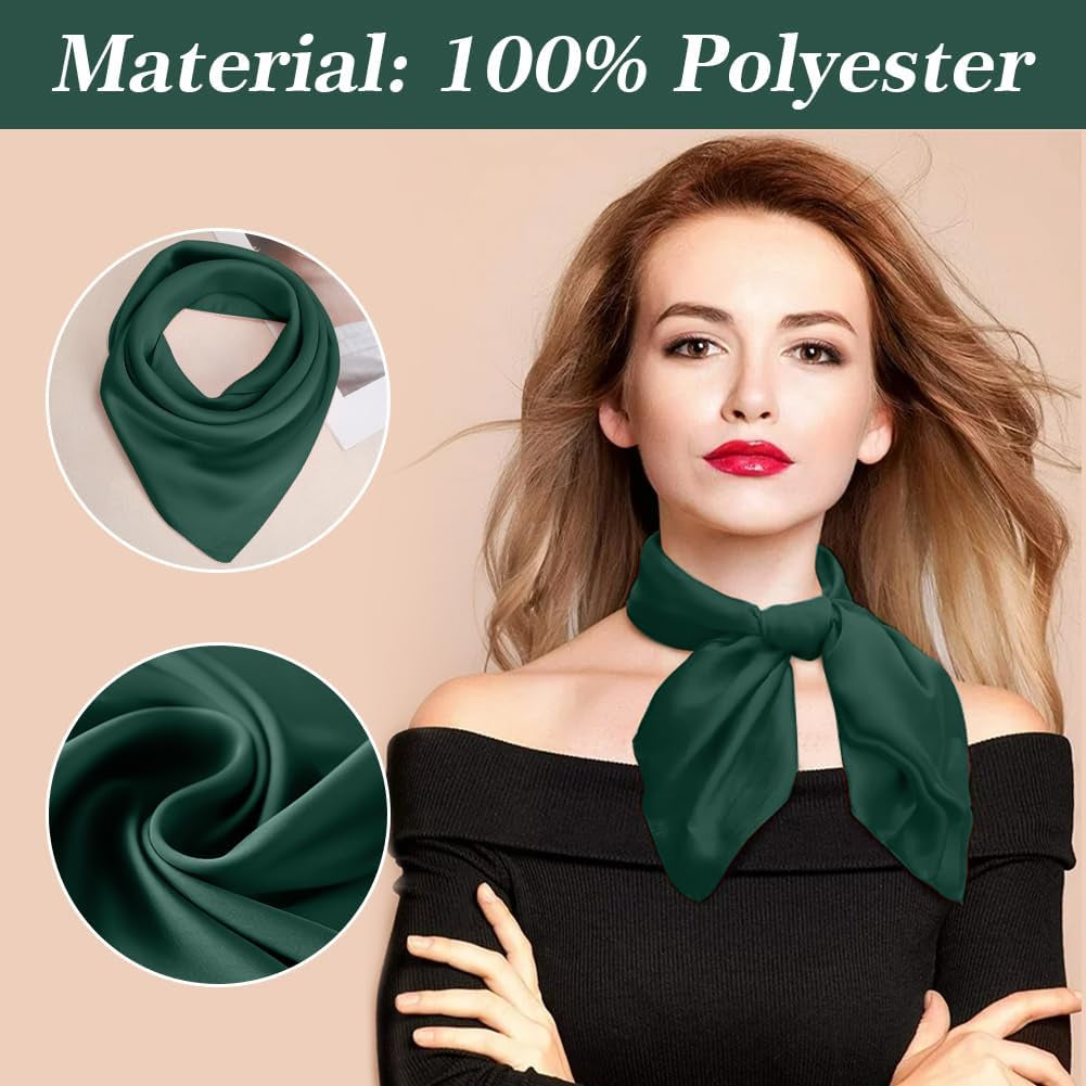 Square Satin Silk Scarf Plain Neck Scarf, Lightweight Plain Bandana Wrap Square Large Square Satin Headscarves Hair, Accessories Classic Hair Scarf for 50S 60S Style Wedding Valentine(70 * 70)