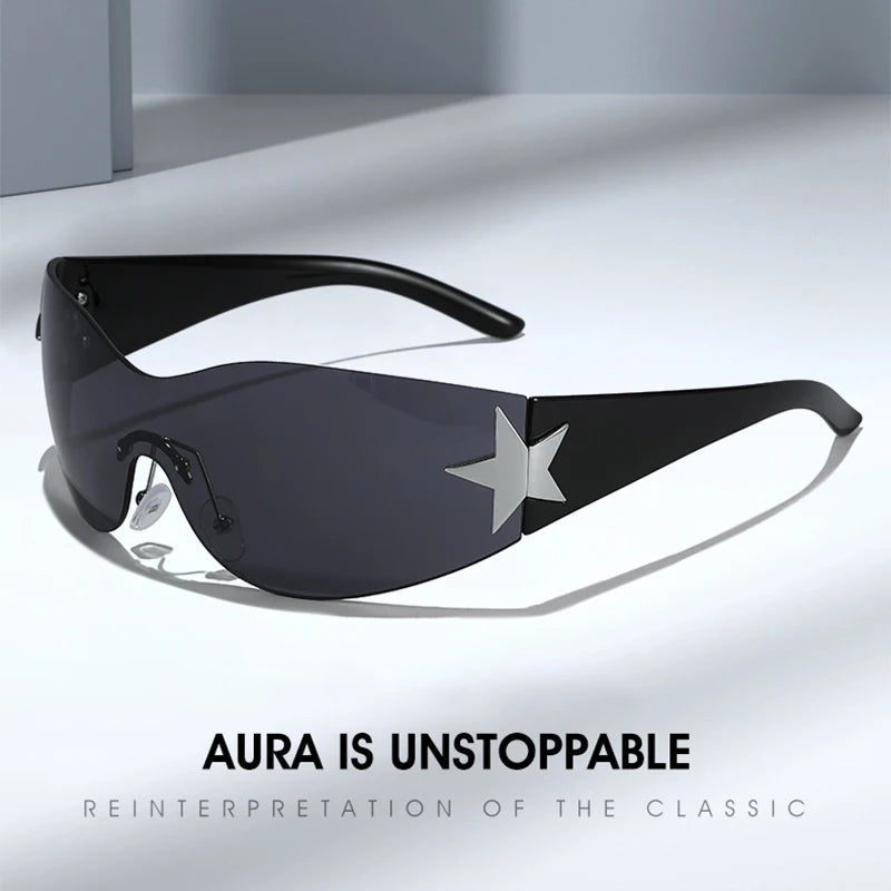 Fashion Sunglasses for Women Men Trendy Shield Wrap around Sunglasses Oversized Fashion Frameless Sun Glasses