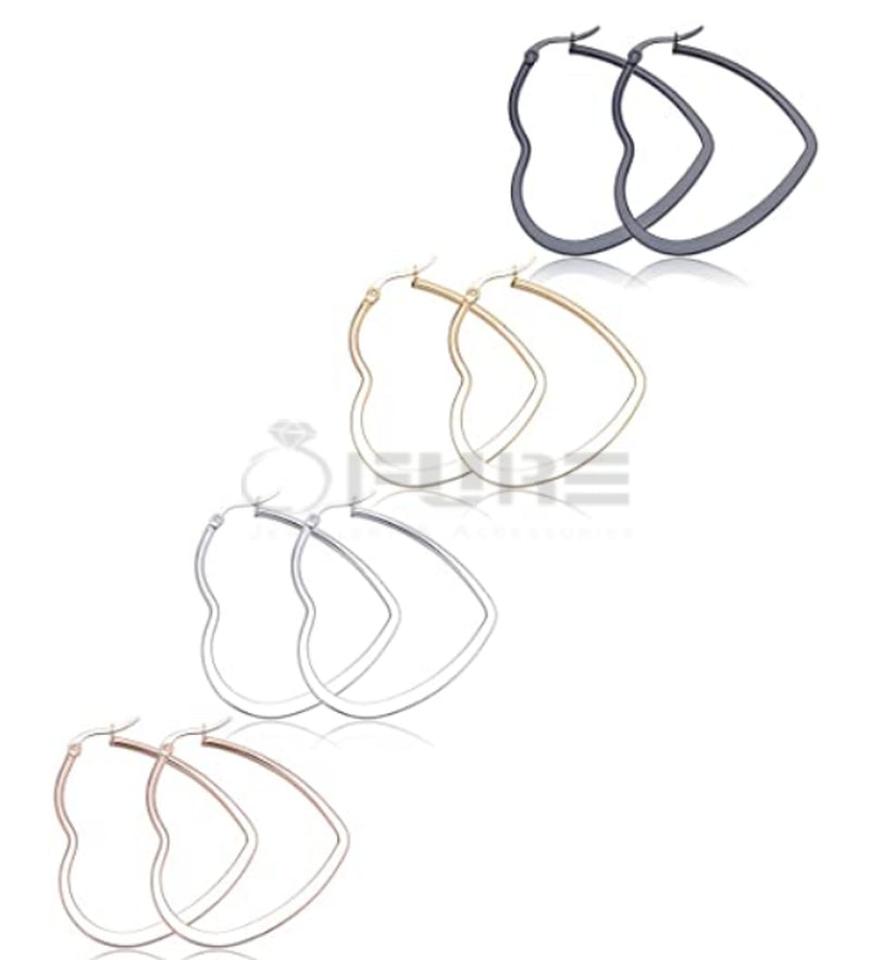 Hypoallergenic Surgical Steel Silver Cartilage Large Small Heart Hoop Earrings