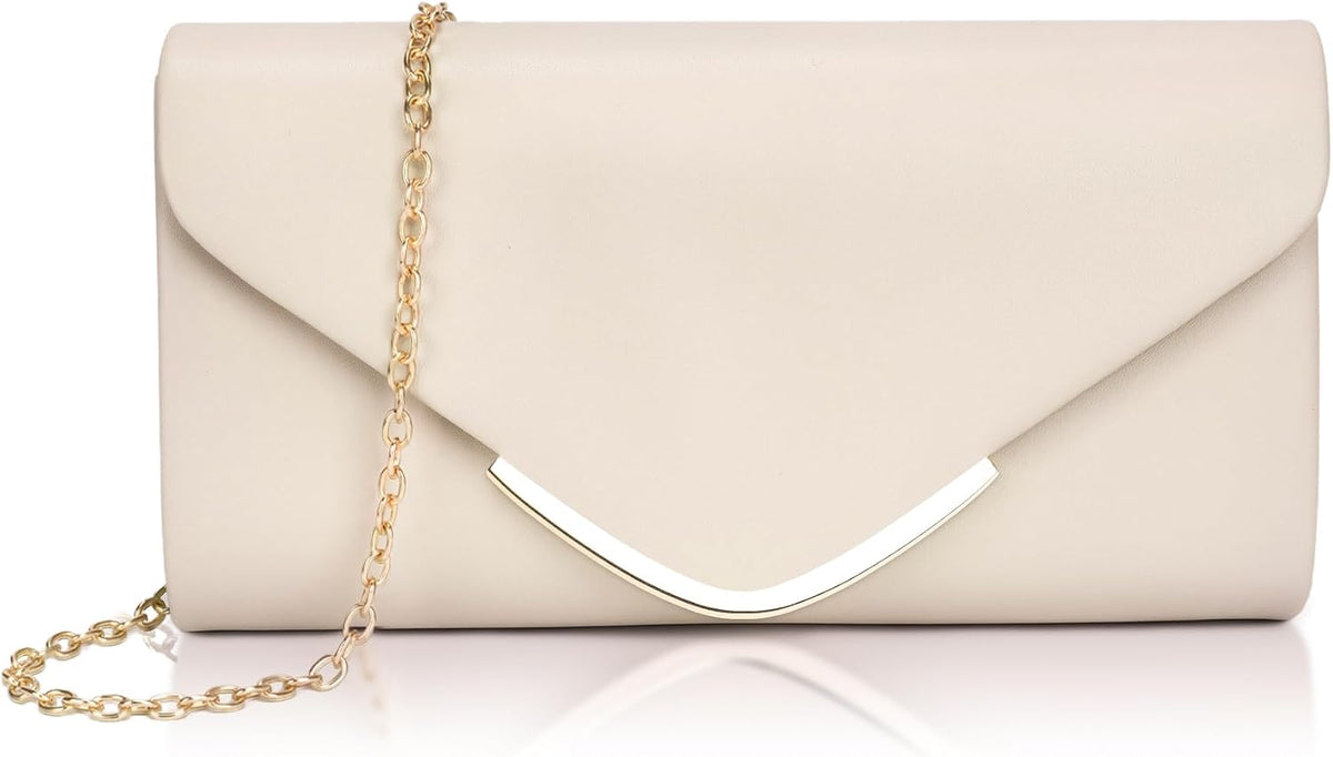 Elegant Women's Leather Envelope Clutch Bag with Chain - Minimalist Evening Hand and Shoulder Bag (22x12x5 cm)