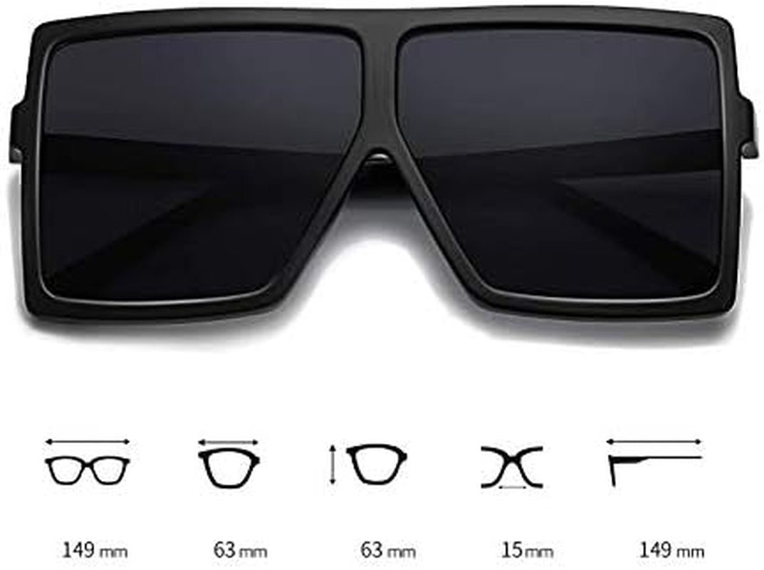 Oversized Square Sunglasses for Women Flat Top Fashion Shades