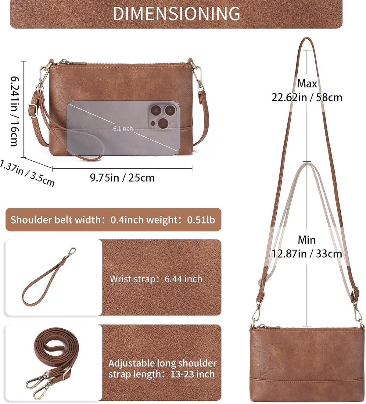Crossbody Bags for Women RFID Blocking Leather Cross Body Bag Purses Women'S Crossbody Handbags with Wristlet Strap