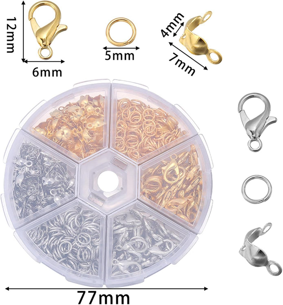 460 Pcs Jewellery Clasps Set, Lobster Clasps for Jewelry Making, Jump Rings Connectors with Plastic Case, Closures Clasps for Necklace Bracelet Ankle Making