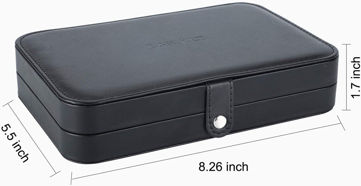 Jewellery Box Small Jewellery Organiser for Women Girls, PU Leather Travel Jewellery Storage Case, Portable Jewellery Holder for Ring Earrings Necklace Bracelet, Jewellery Gift Box,Black