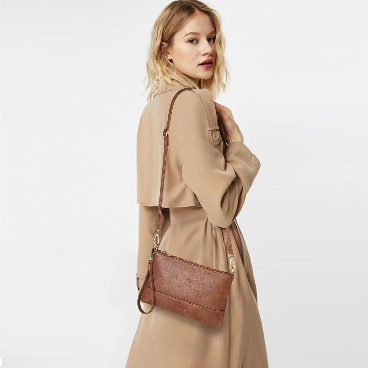 Crossbody Bags for Women RFID Blocking Leather Cross Body Bag Purses Women'S Crossbody Handbags with Wristlet Strap