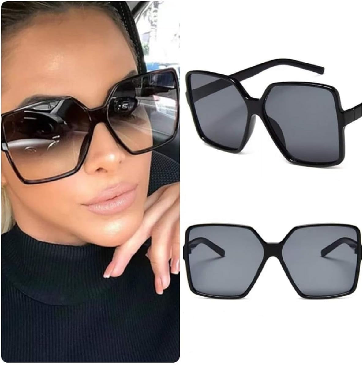 Oversized Sunglasses Women/Womens Square Frame Sun Glasses/Big Celeb Designer Styling Retro Vintage Festival Ibiza 2026