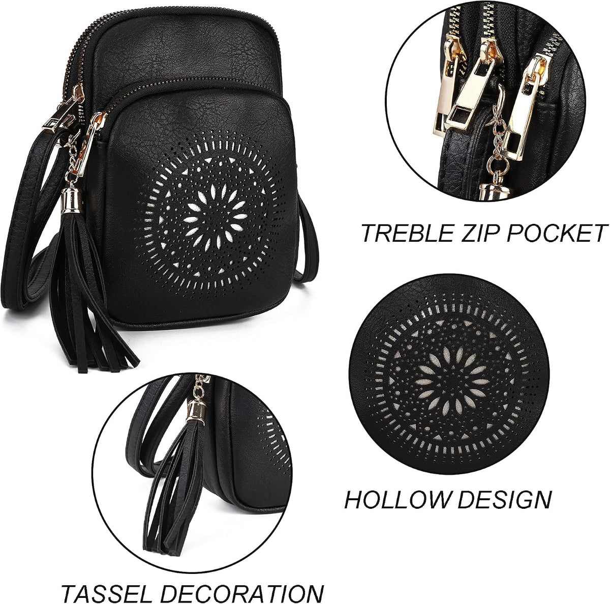 Crossbody Bag, Small Shoulder Bags with Multiple Pockets, Tassel Crossbody Bag, Hollowed Out Women'S Phone Bags, Fashion