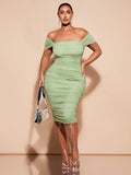 SHEIN BAE plus Size Sage Green Summer Elegant Night Out Club Dress,St Patrick Day Green Outfit,Spring Break Pastel Beach Women Dresses,Birthday Long Dress