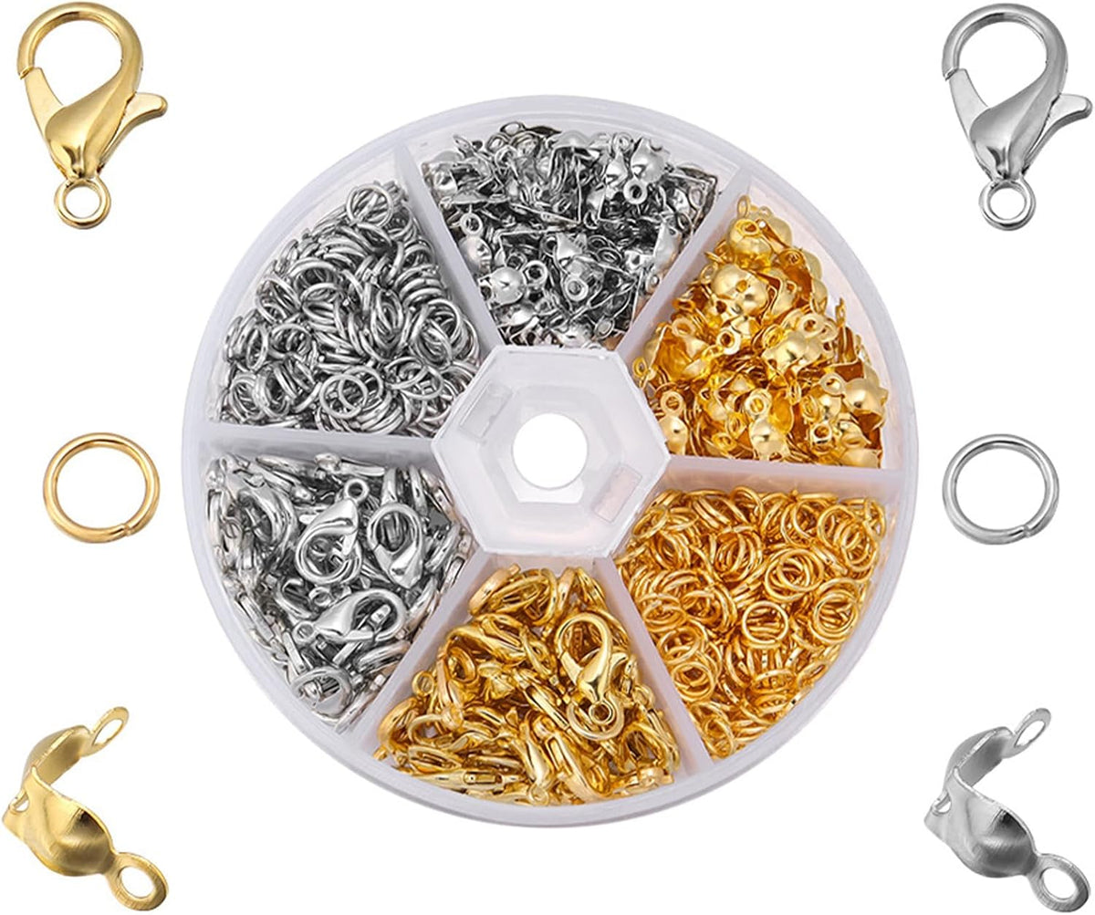 460 Pcs Jewellery Clasps Set, Lobster Clasps for Jewelry Making, Jump Rings Connectors with Plastic Case, Closures Clasps for Necklace Bracelet Ankle Making