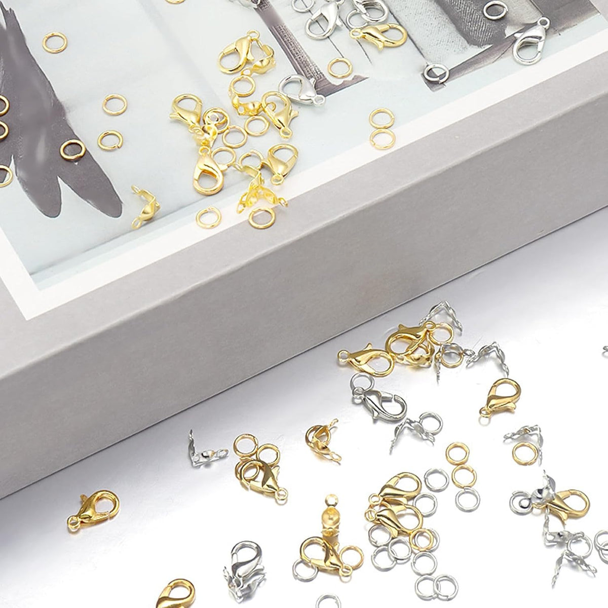 460 Pcs Jewellery Clasps Set, Lobster Clasps for Jewelry Making, Jump Rings Connectors with Plastic Case, Closures Clasps for Necklace Bracelet Ankle Making