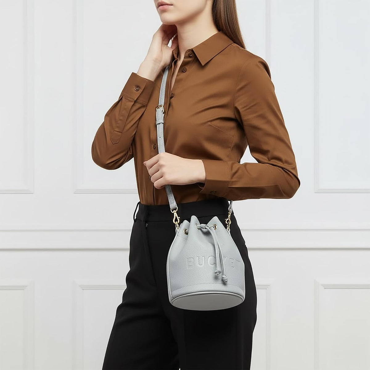 Bucket Bag for Women Faux Leather Designer Handbag with Drawstring, Ladies Crossbody Bag, Women'S Hobos & Shoulder Bags