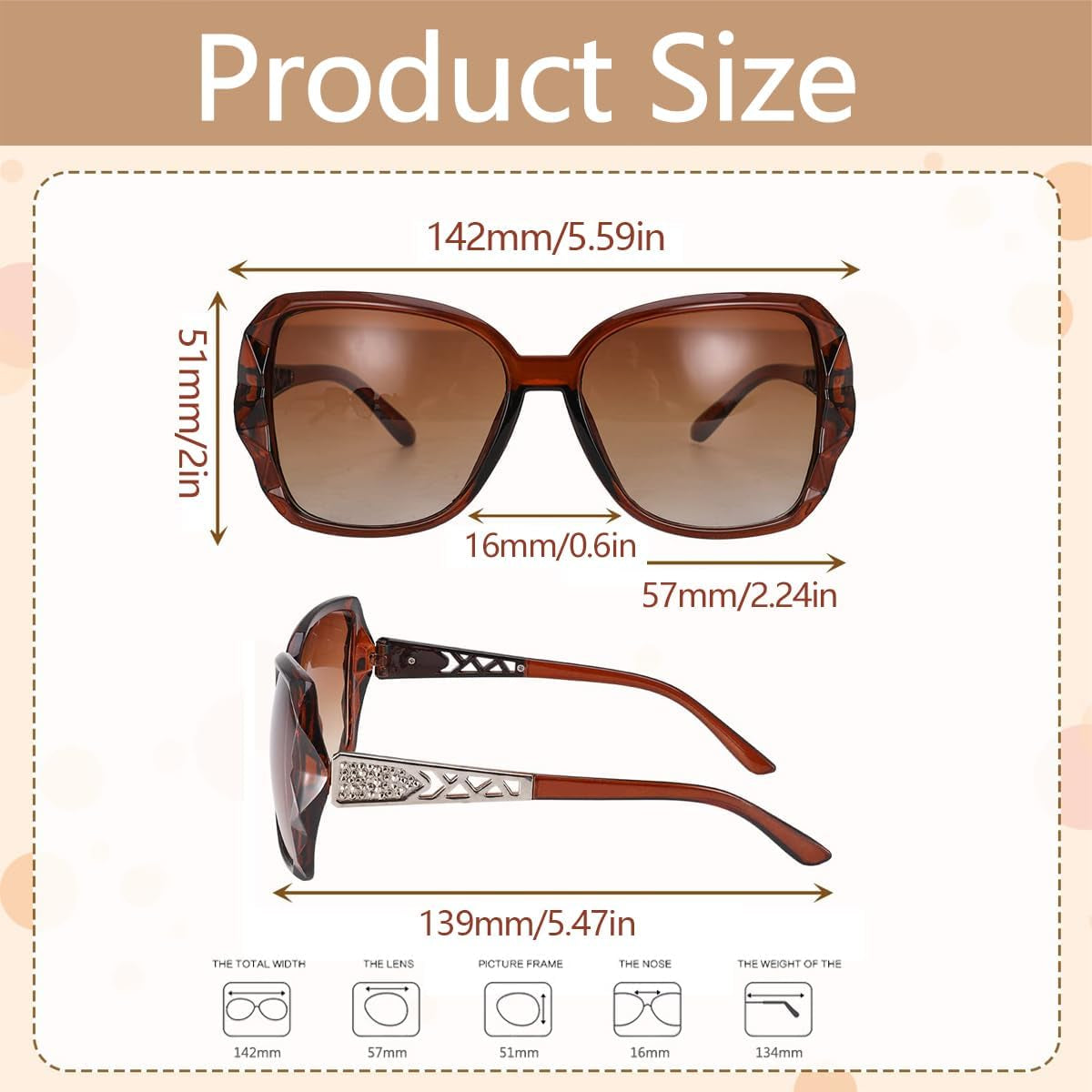 3 Pcs Women Sunglasses, Women Large Sunglasses Vintage Fashion Ladies Sunglasses UV400 Oversized Sun Glasses Eyewear Retro Trendy Ladies Sunglases Sparkling Large Frame Sunglasses for Women