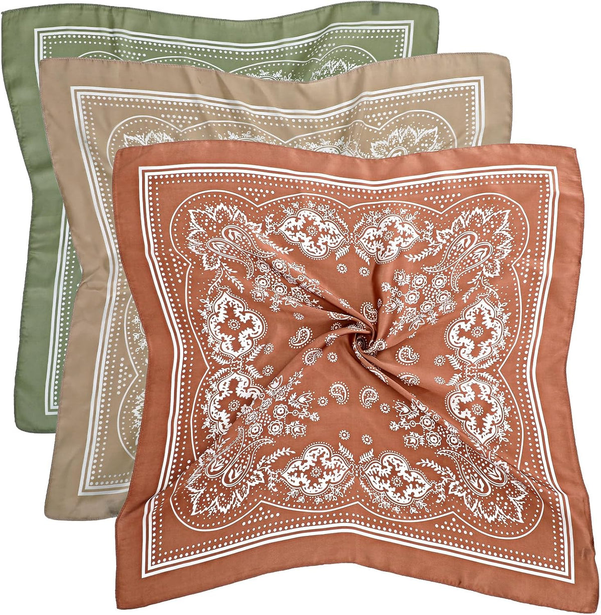 3 Pcs 70Cm Silk Head Scarf for Women, Square Satin Head Scarf Silk Bandanas Women Headscarf Satin Hair Wrap Neck Scarves