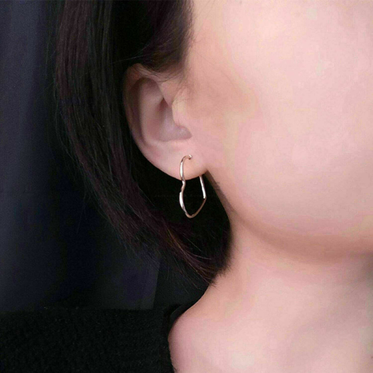 Hypoallergenic Surgical Steel Silver Cartilage Large Small Heart Hoop Earrings