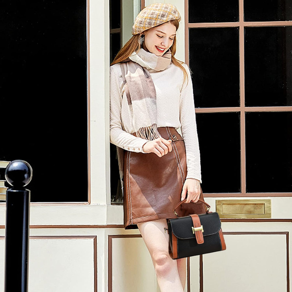 Fashion Satchel Handbag Women Small Crossbody Bag Ladies Shoulder Bags Multicolour Hand Bag Top Handle Clutch Bags PU Leather Girls Messenger Bags Purses Bag