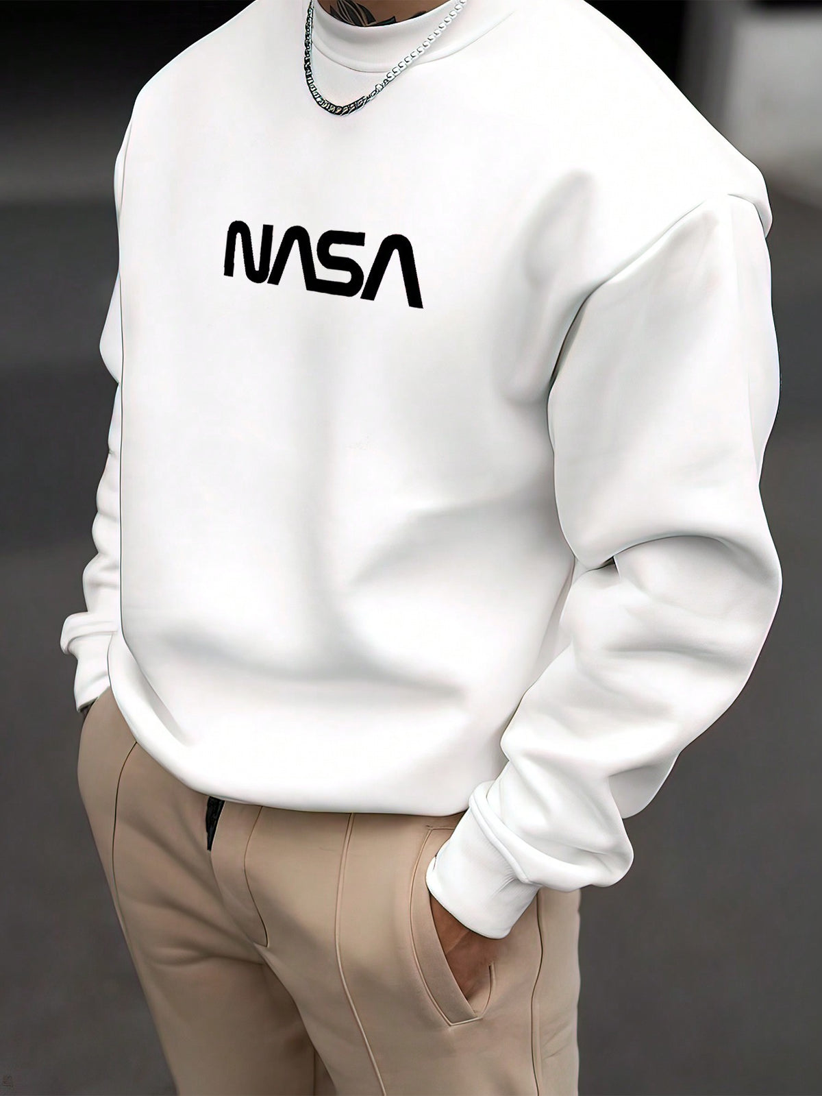 Manfinity Homme Men'S Loose Fit Letter Print Long Sleeve Vintage Going Out Sweatshirt, Friends, for Fall