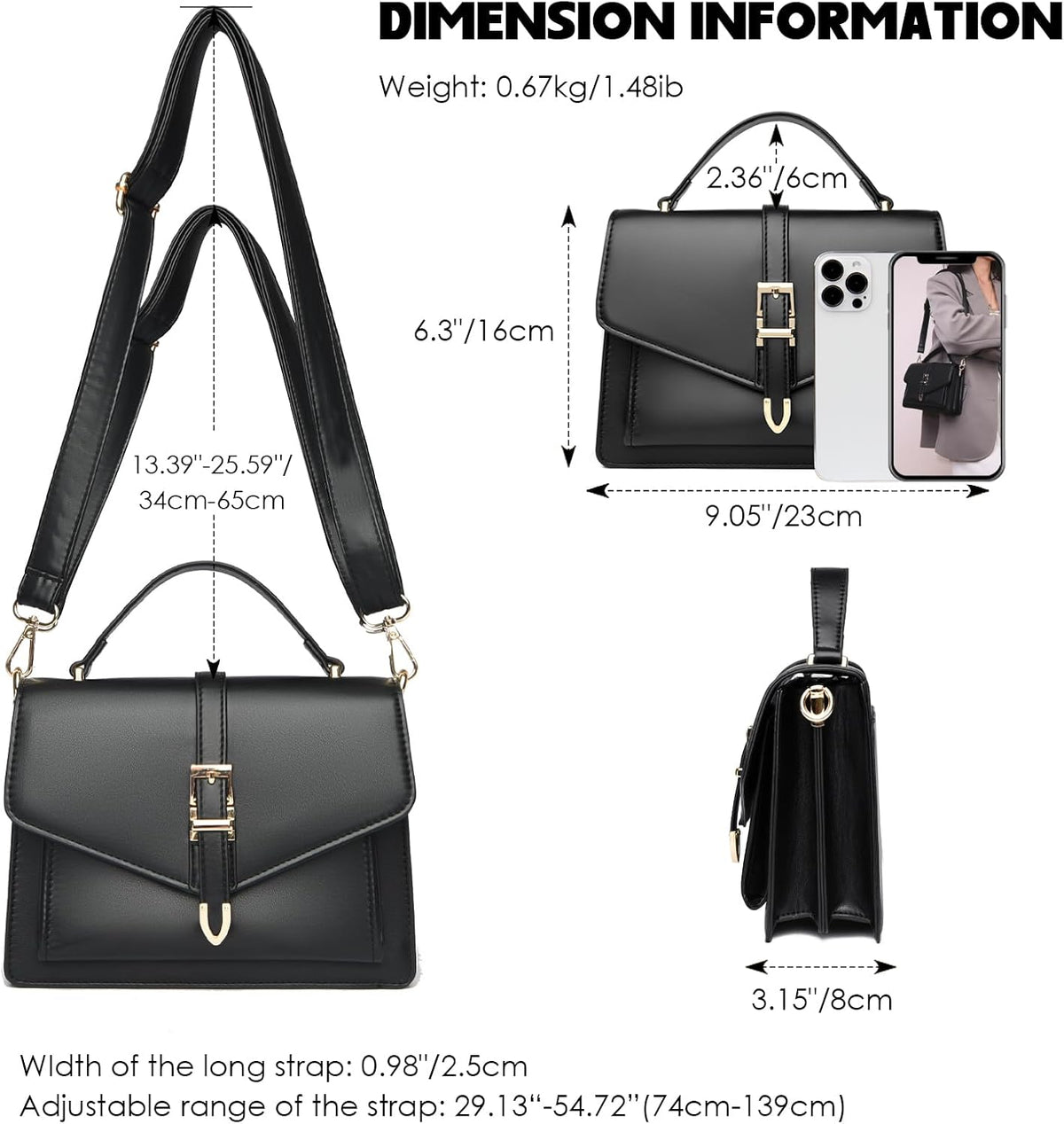 Cross Body Bag Handbag for Women - Small Crossbody Bags Purse Leather Top-Handle Hand Bag Trendy Shoulder Purse Satchel Purses