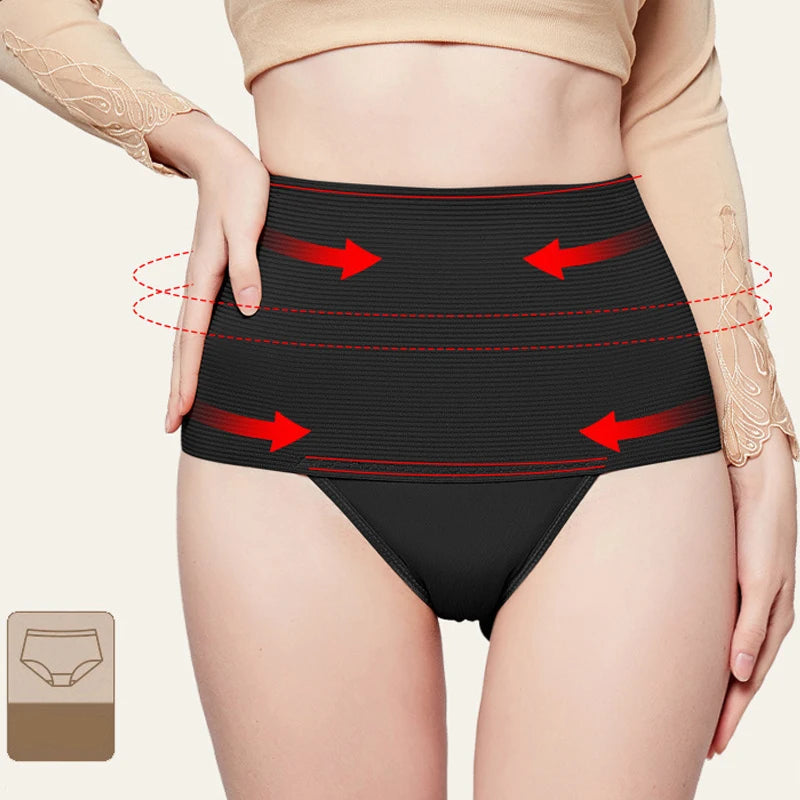 Postpartum High Waist Shaping Briefs for Women - Breathable Abdomen and Hip Lift Underwear with Belly Compression