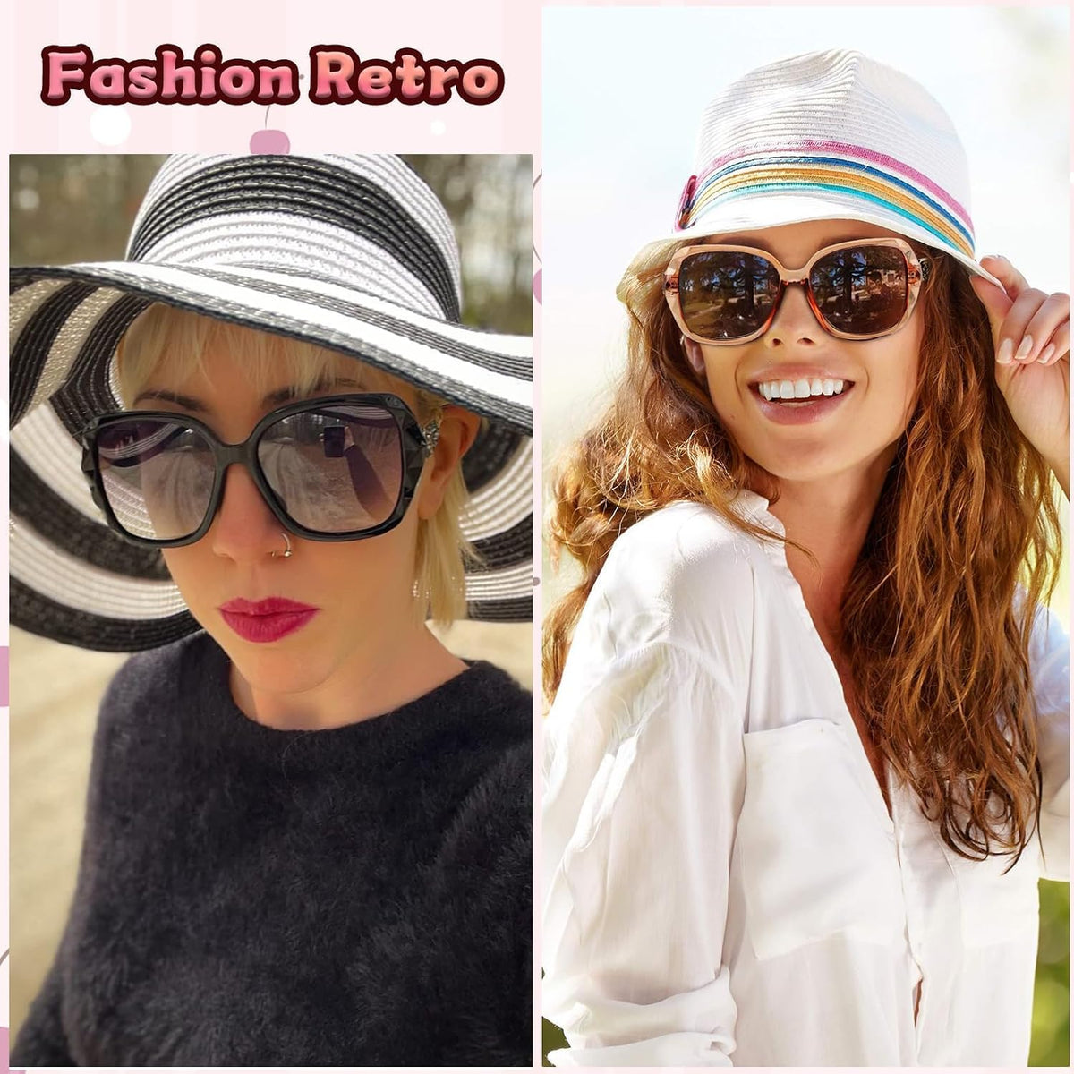4 Pcs Women Sunglasses, Vintage Fashion Ladies Sunglasses