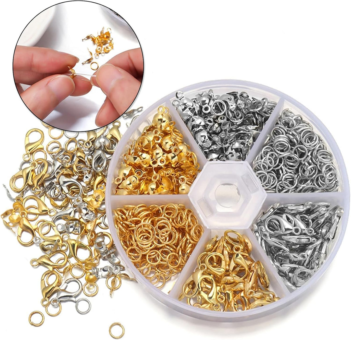 460 Pcs Jewellery Clasps Set, Lobster Clasps for Jewelry Making, Jump Rings Connectors with Plastic Case, Closures Clasps for Necklace Bracelet Ankle Making