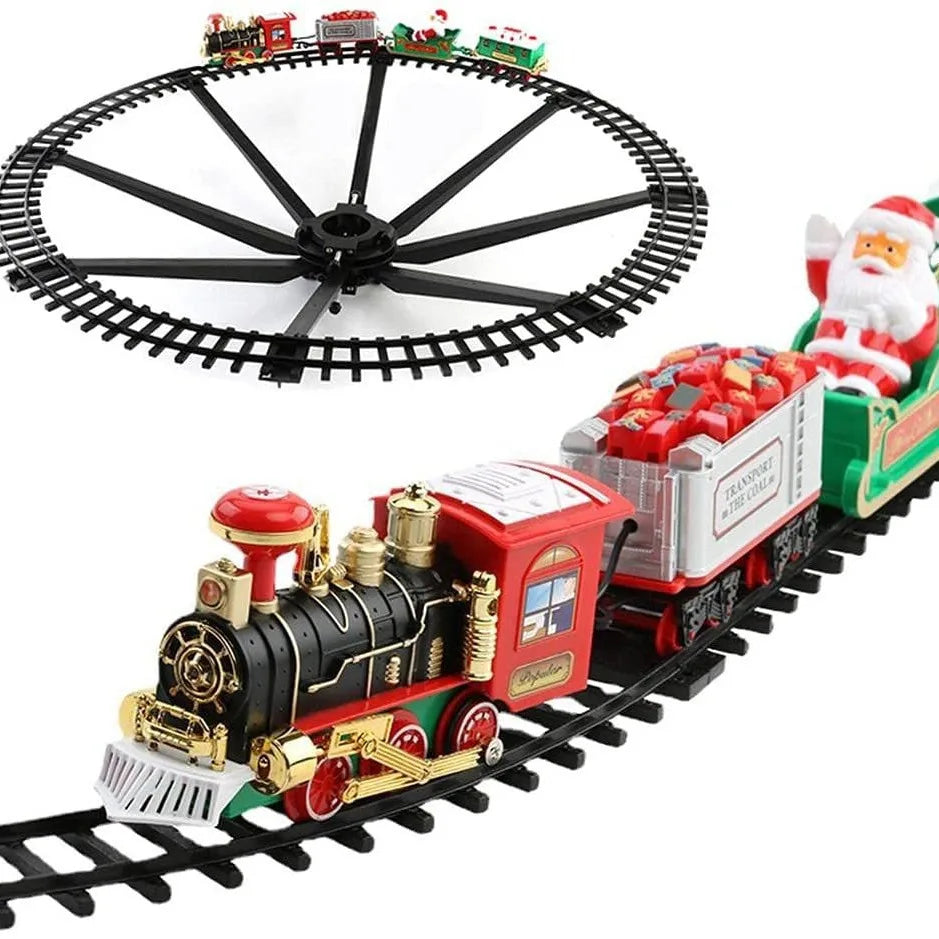 Electric Christmas Train with Sound and Light Features - Hangable Christmas Tree Decoration and Rail Car Toy for Children