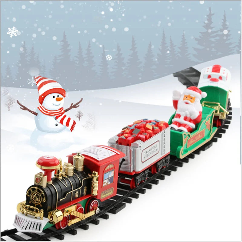 Electric Christmas Train with Sound and Light Features - Hangable Christmas Tree Decoration and Rail Car Toy for Children