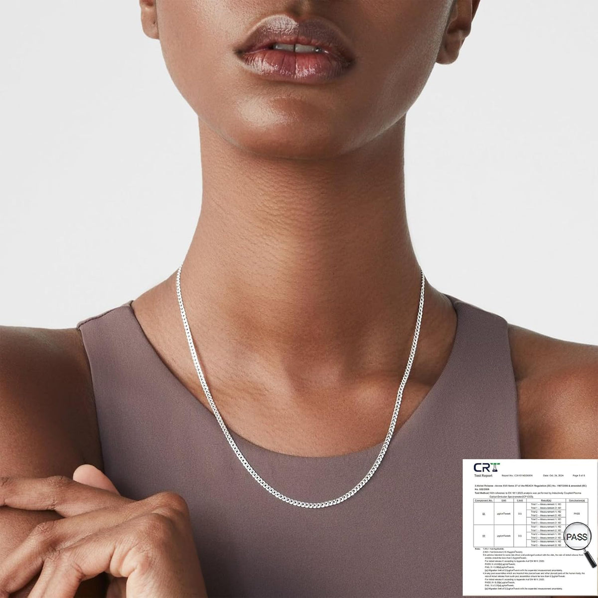 925 Sterling Silver Curb Cuban Chain Necklace for Women - Available in 1.5mm, 2mm, and 3mm Widths