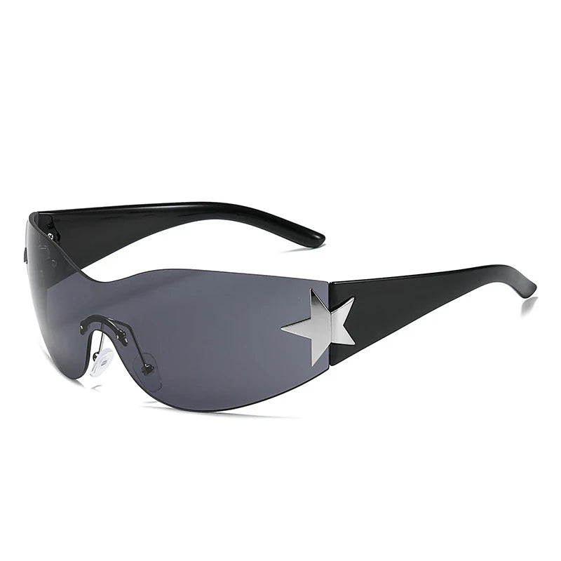 Fashion Sunglasses for Women Men Trendy Shield Wrap around Sunglasses Oversized Fashion Frameless Sun Glasses