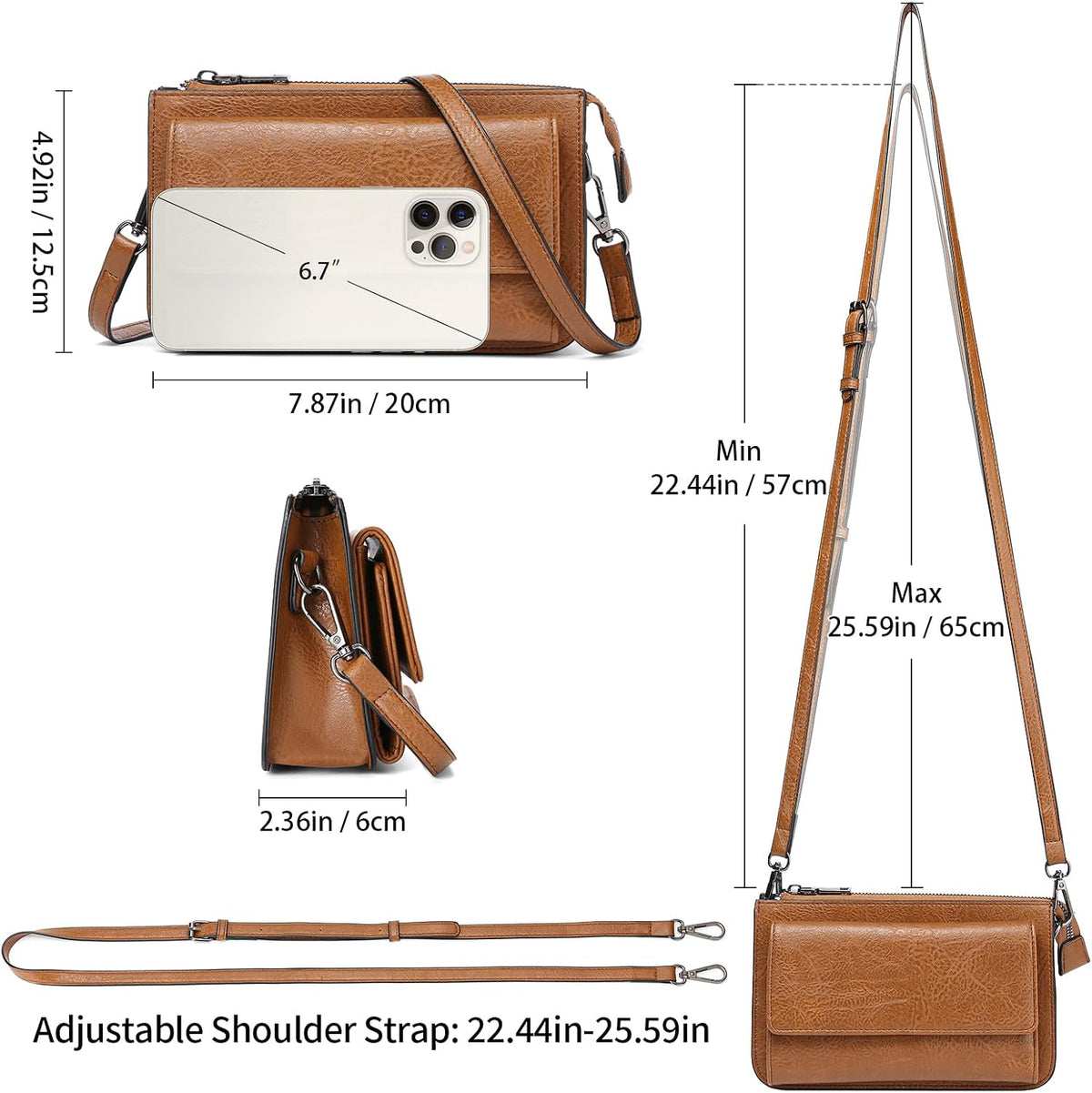 Crossbody Bags for Women RFID Blocking Leather Cross Body Bag Purses Women'S Crossbody Handbags with Wristlet Strap