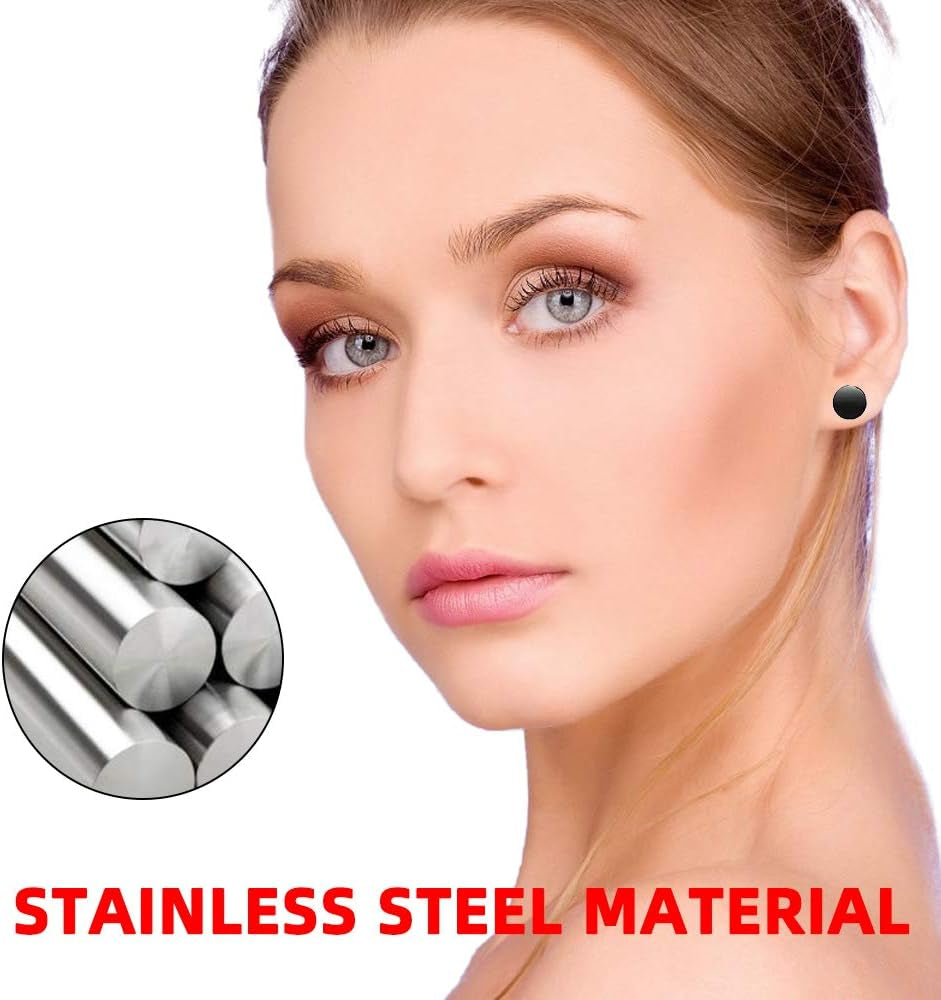 10 Pairs Stainless Steel Stud Earrings, Silver Cubic Zirconia Stud Earrings Hypoallergenic Unisex Jewellery Set for Women Men Girls