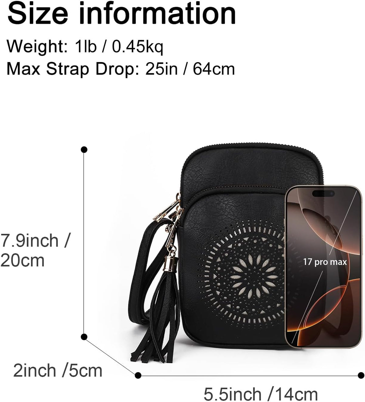 Crossbody Bag, Small Shoulder Bags with Multiple Pockets, Tassel Crossbody Bag, Hollowed Out Women'S Phone Bags, Fashion