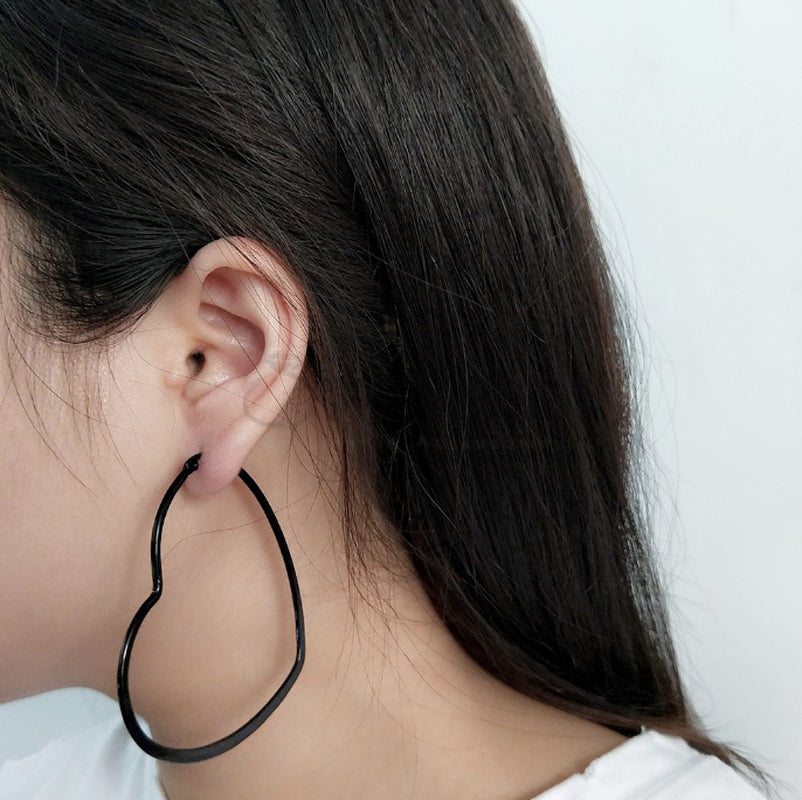 Hypoallergenic Surgical Steel Silver Cartilage Large Small Heart Hoop Earrings