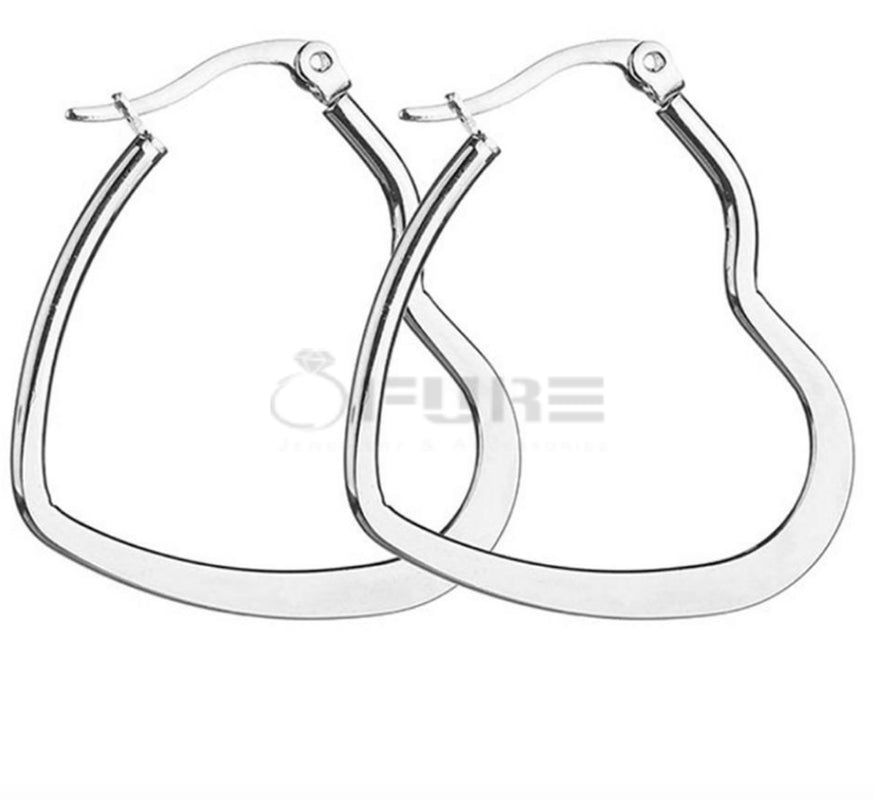 Hypoallergenic Surgical Steel Silver Cartilage Large Small Heart Hoop Earrings