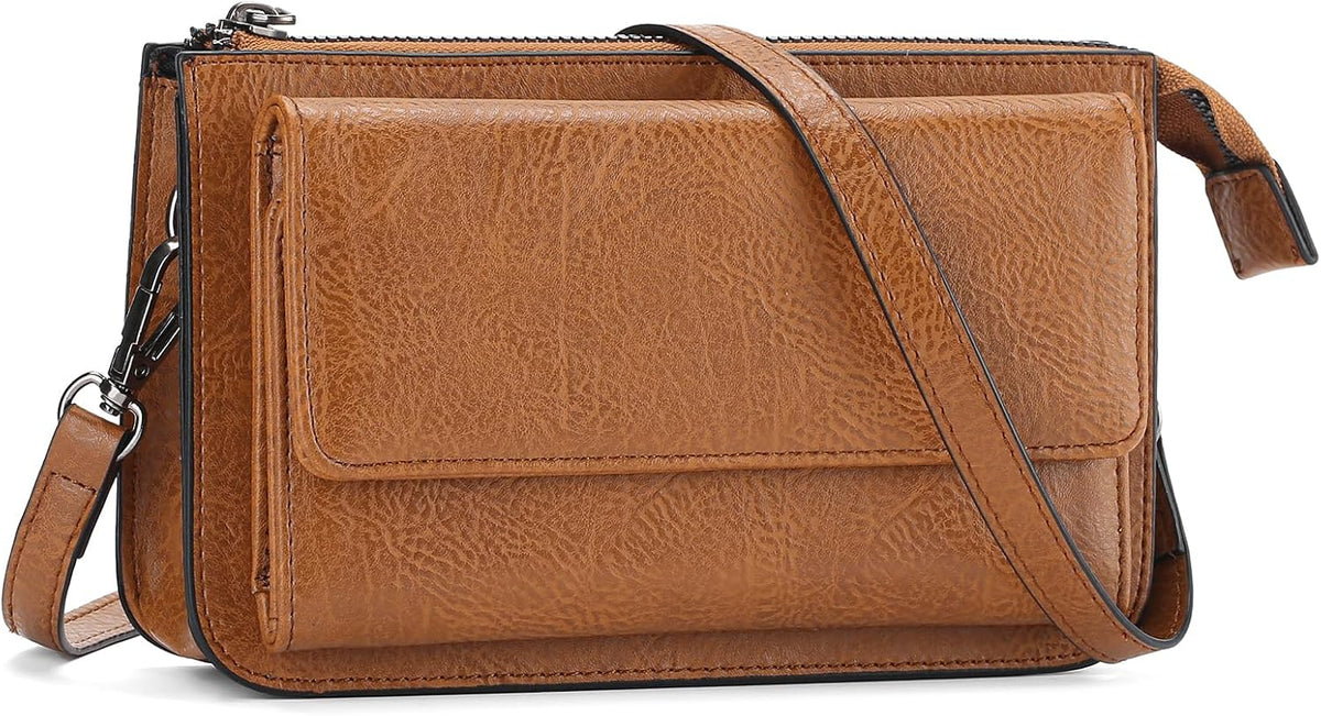 Crossbody Bags for Women RFID Blocking Leather Cross Body Bag Purses Women'S Crossbody Handbags with Wristlet Strap
