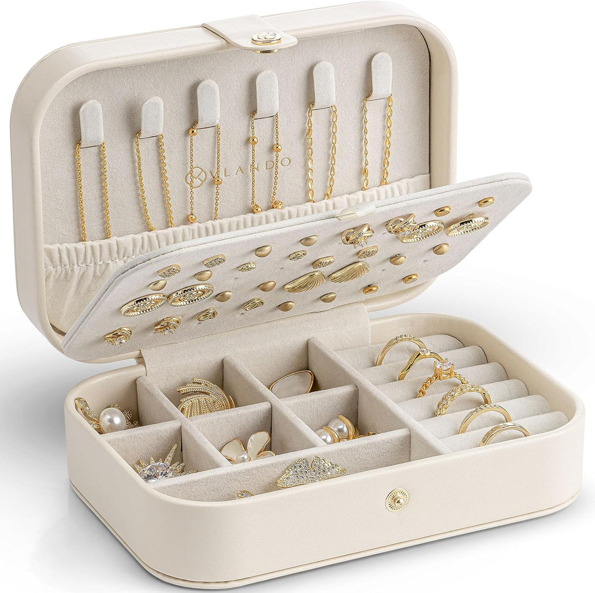 Travel Jewellery Box, Jewellery Organiser for Women, White