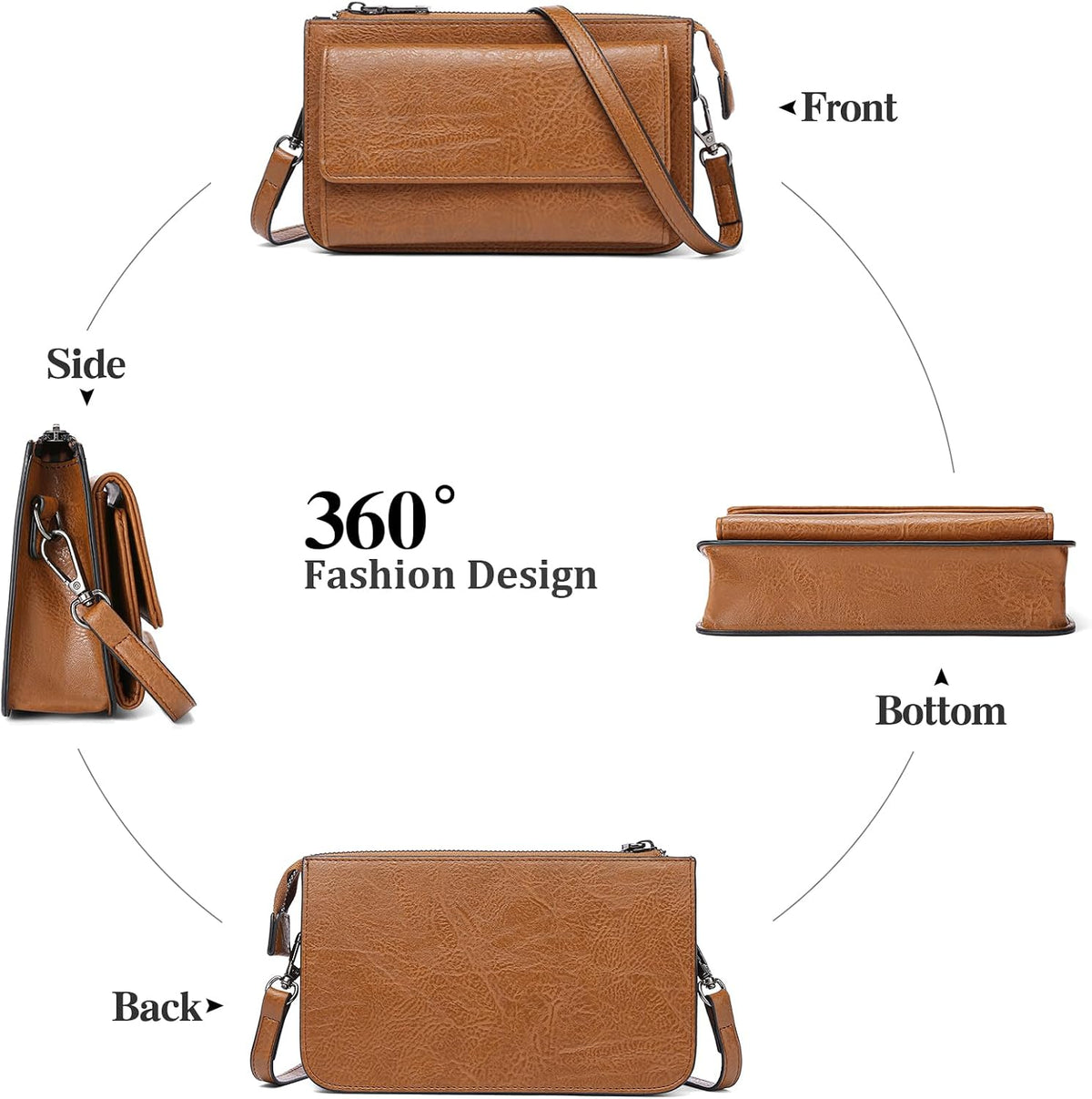 Crossbody Bags for Women RFID Blocking Leather Cross Body Bag Purses Women'S Crossbody Handbags with Wristlet Strap